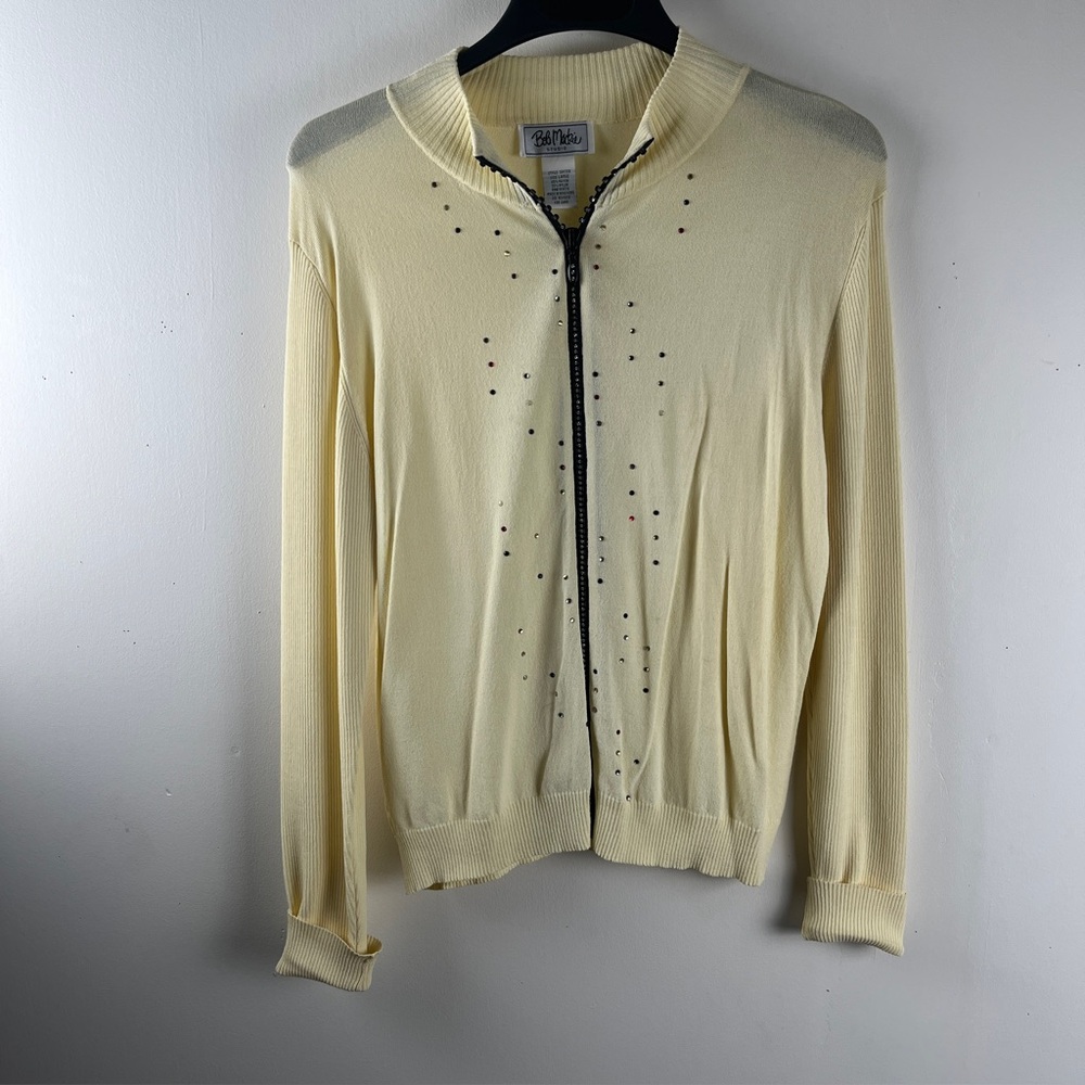 70s Cream Bob Mackie Rhinestone-Embellished Cardigan